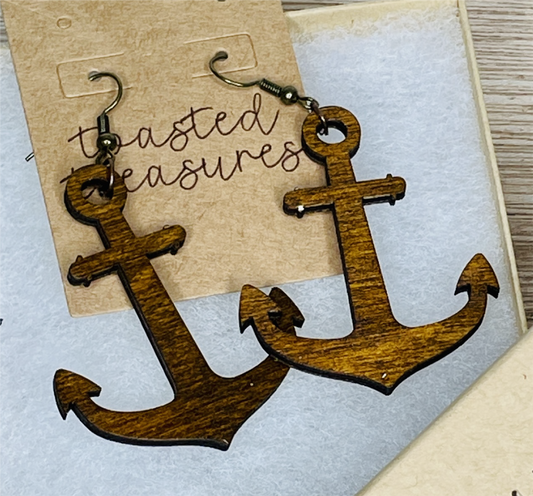 Anchor Wood Earrings