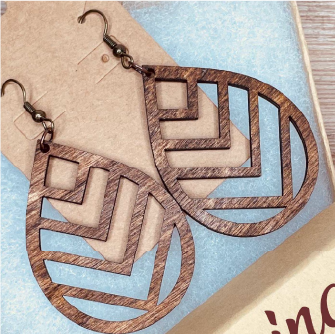 Cheveron Wood Earrings