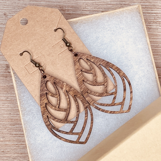 Cross Layer Wood Earrings