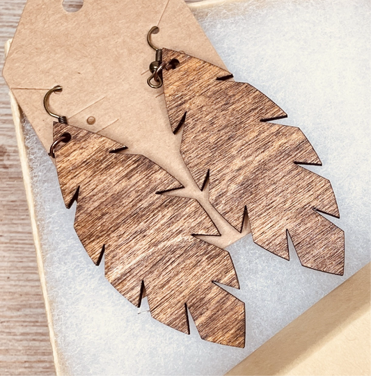 Long Leaf Wood Earrings