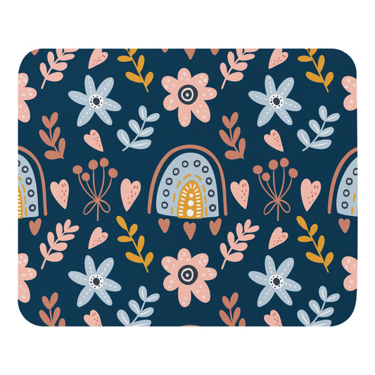Navy Floral Rainbow Mouse pad