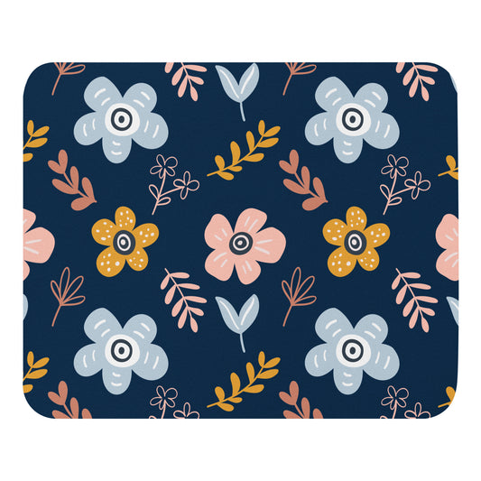 Navy Floral Mouse pad