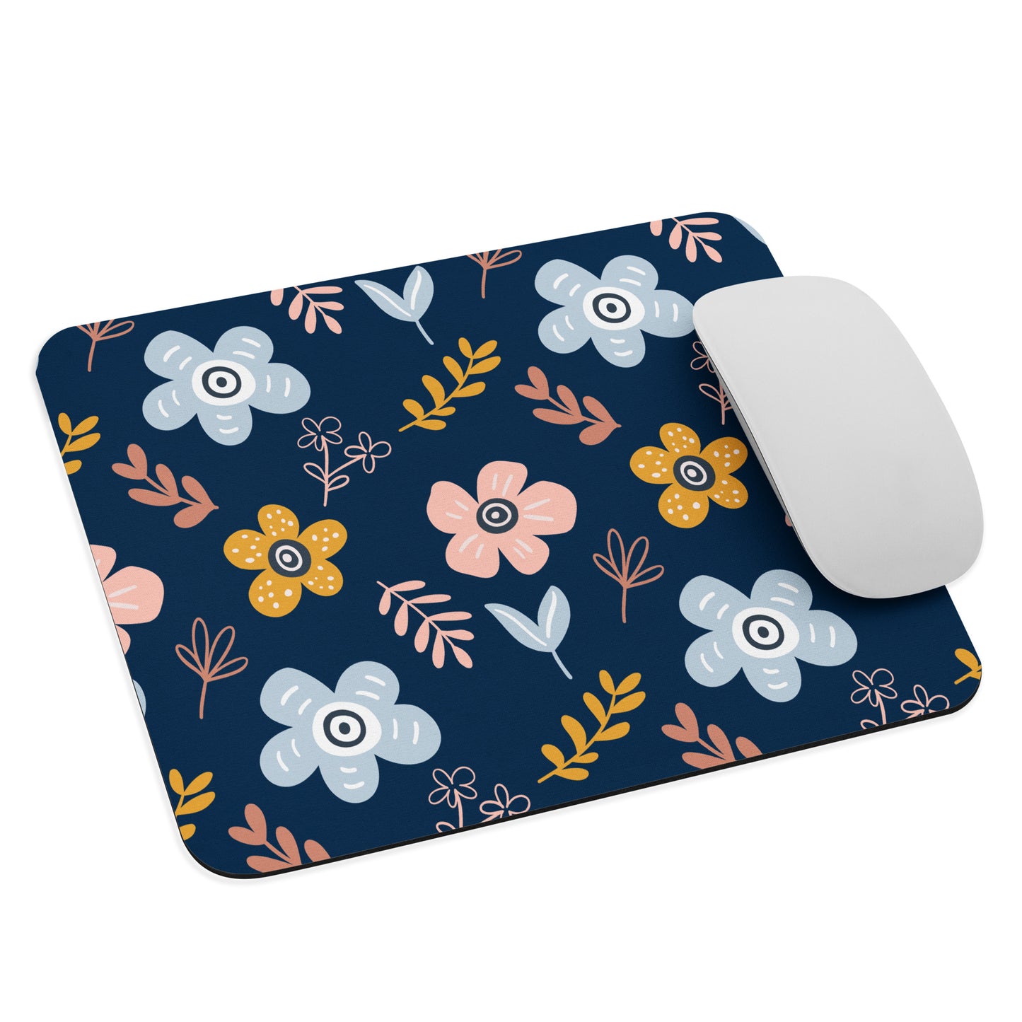 Navy Floral Mouse pad