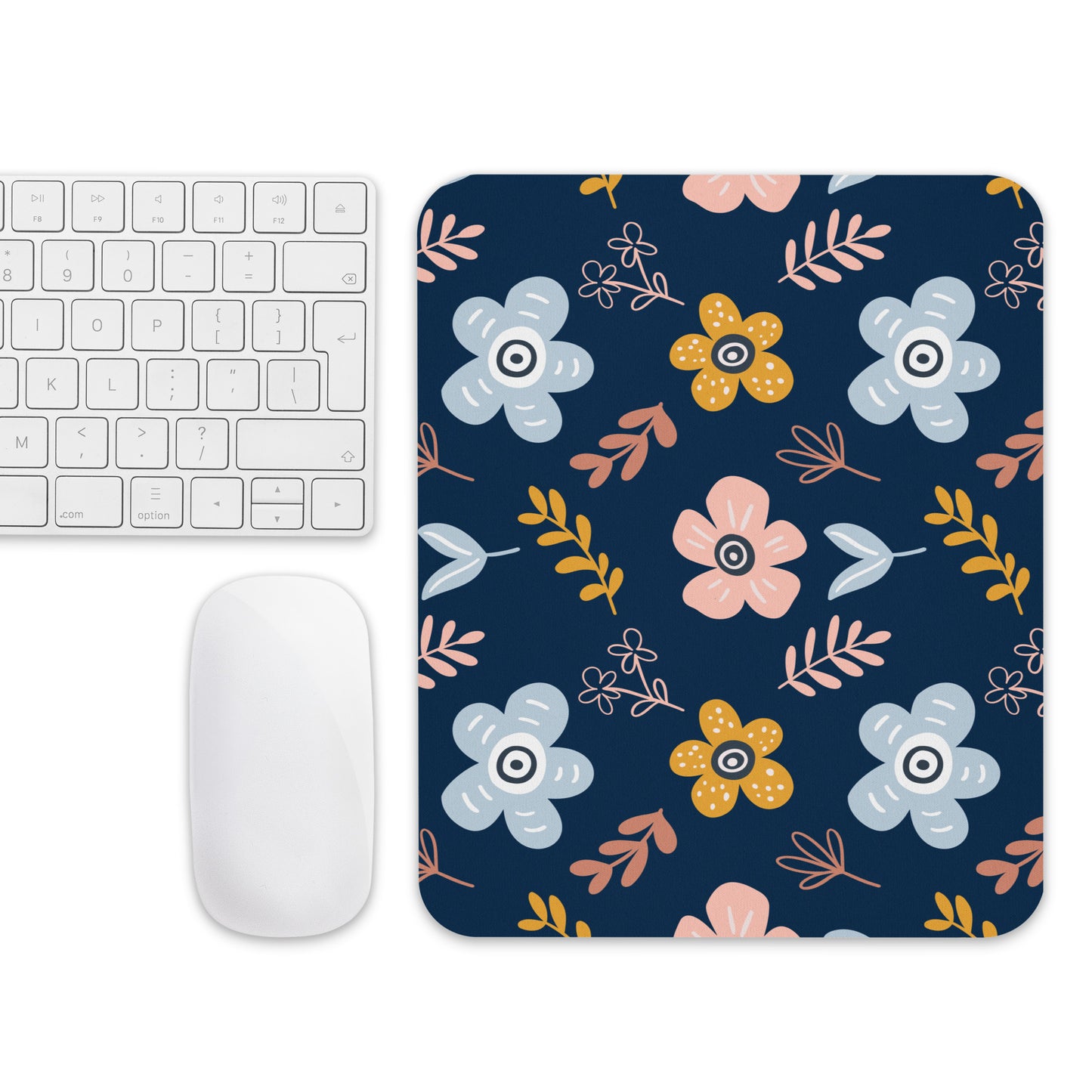 Navy Floral Mouse pad