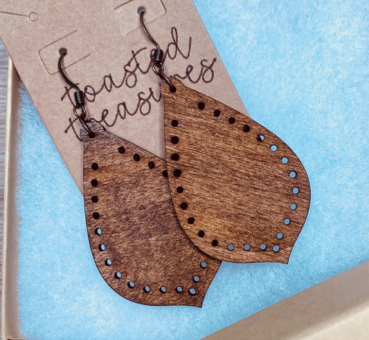 Solid Tear Drop Wood Earrings