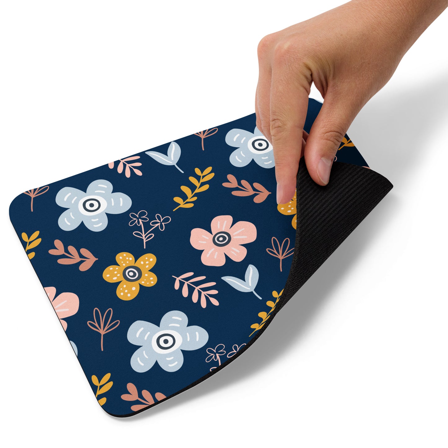Navy Floral Mouse pad